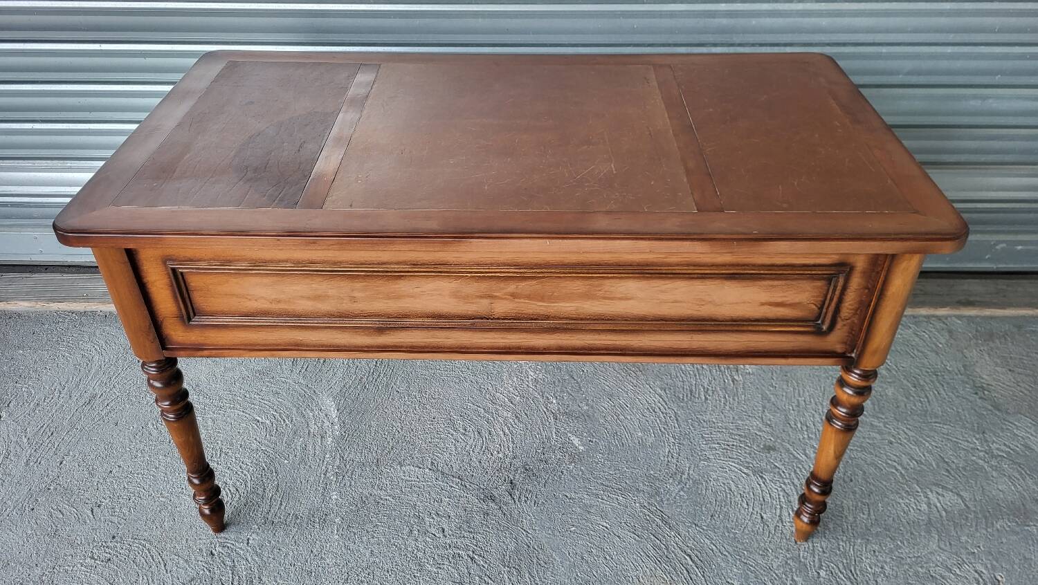 Louis Philippe style center-middle minister's desk in wood and leather