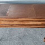 Louis Philippe style center-middle minister's desk in wood and leather