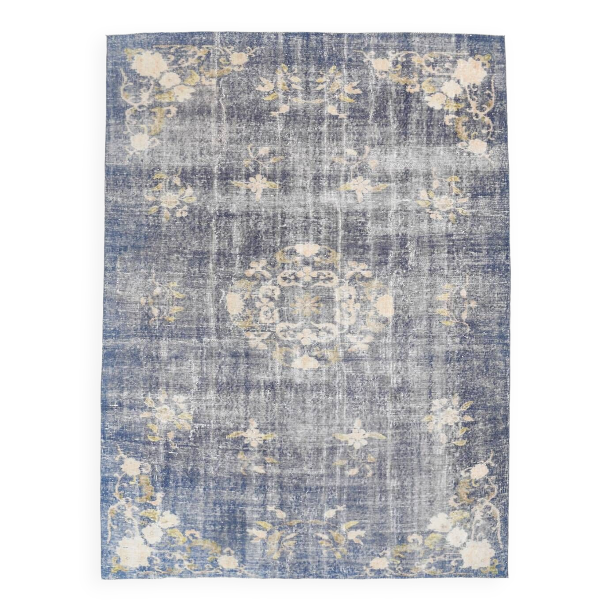 6x8 Faded Blue Oriental Vintage Rug, 194x258Cm