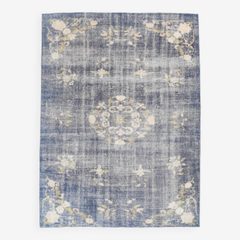 6x8 Faded Blue Oriental Vintage Rug, 194x258Cm