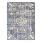 Tapis oriental vintage bleu délavé 6x8, 194x258cm
