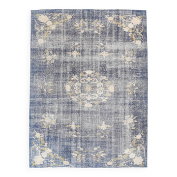 6x8 Faded Blue Oriental Vintage Rug, 194x258Cm