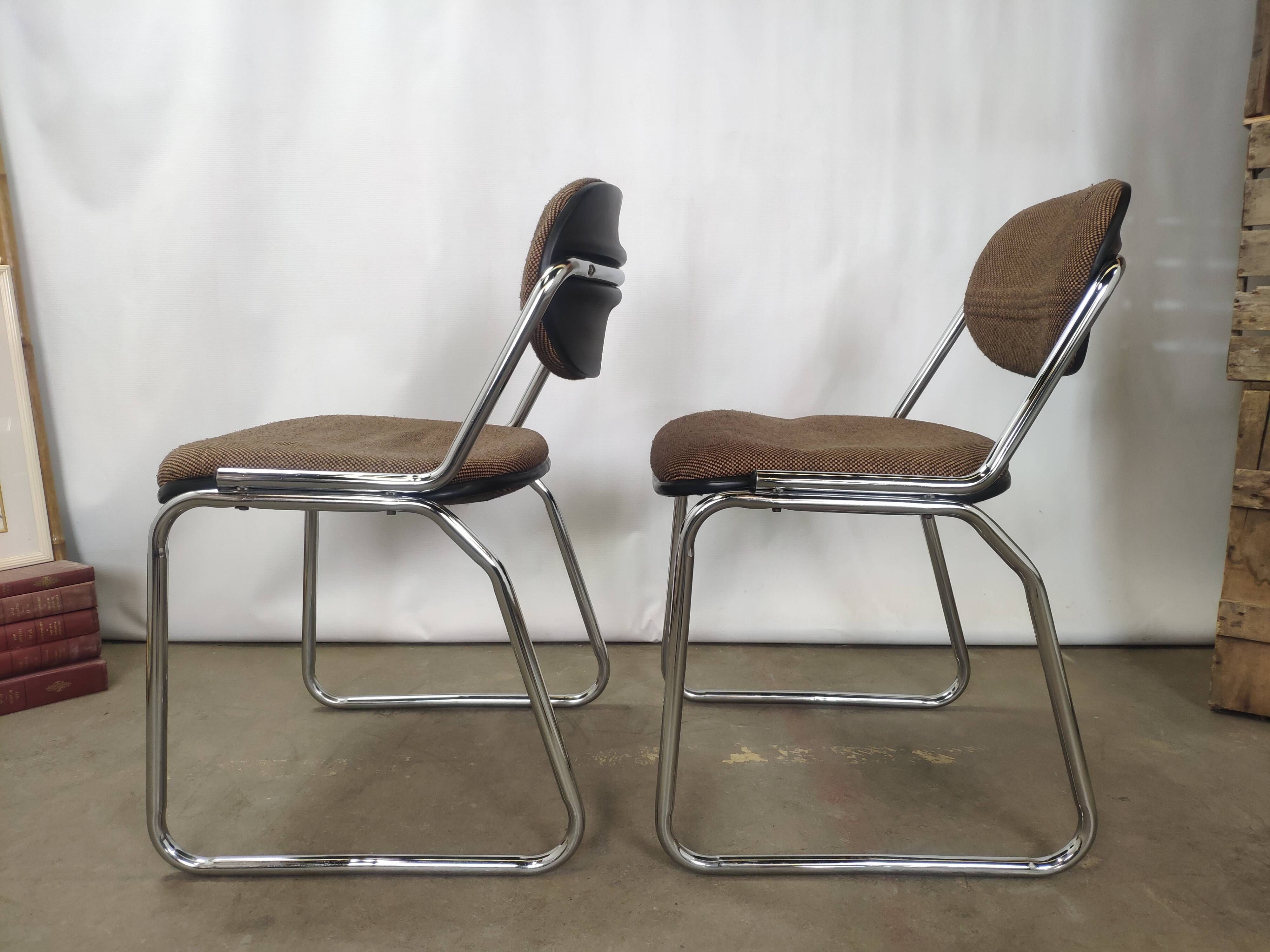 Vintage office chairs fabric and chrome