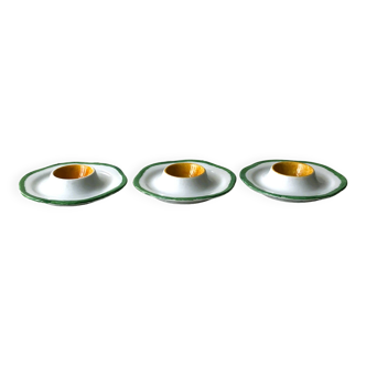 Set of 3 hand-painted egg cups