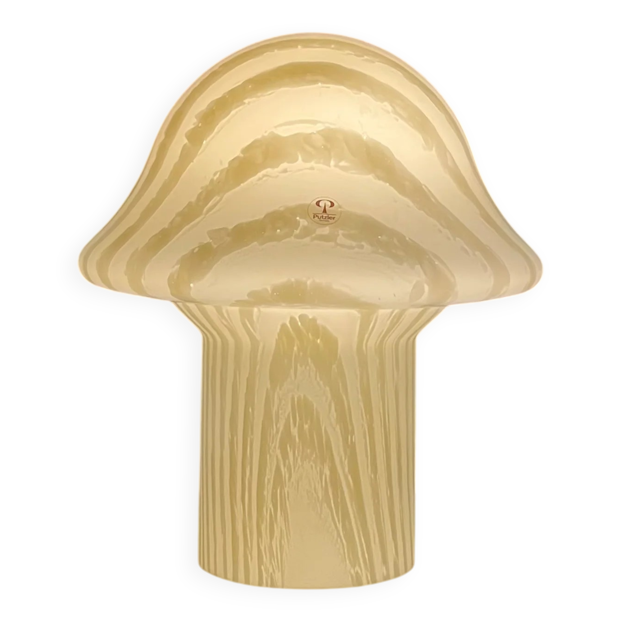 Mushroom table lamp by Peill and Putzler in striped glass, 1970.