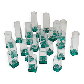 Set of 24 Luigi Bormioli Postmodern Light & Music Monet glasses, Italy, 1980s.