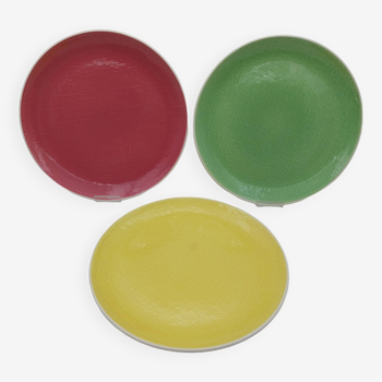 3 Salins Deauville dinner plates Yellow green pink