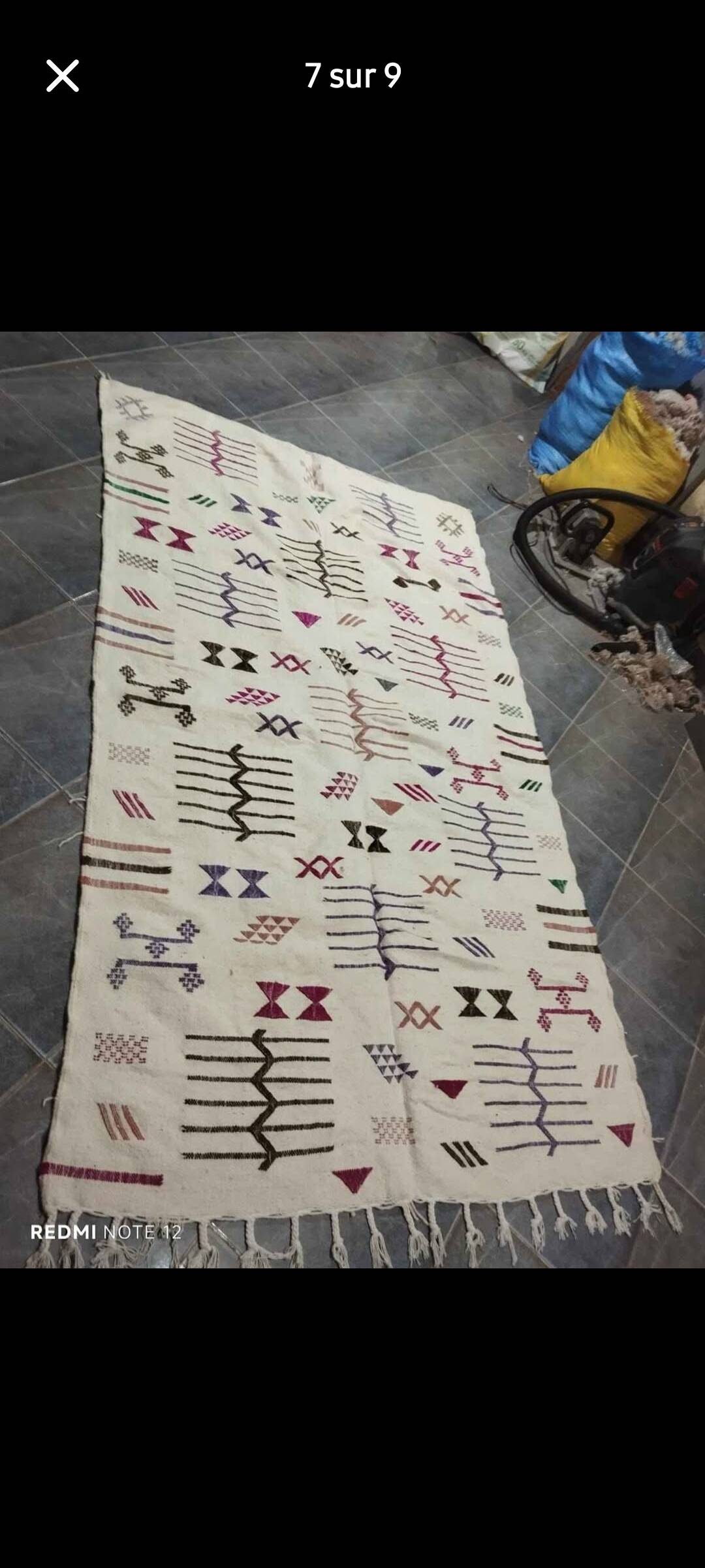 Azilal rug with geometric diamonds