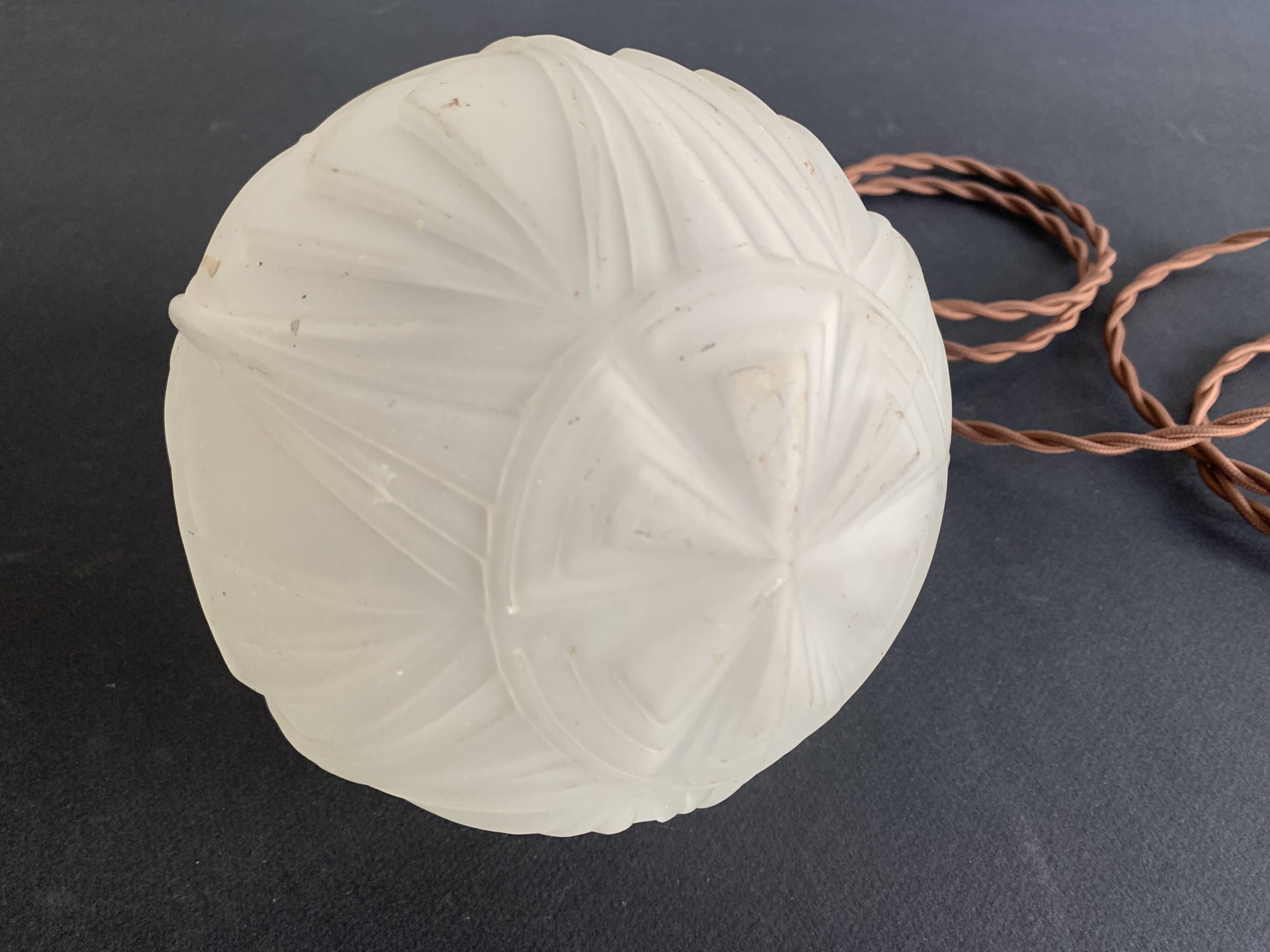 Art Deco molded glass globe pendant light, 1930