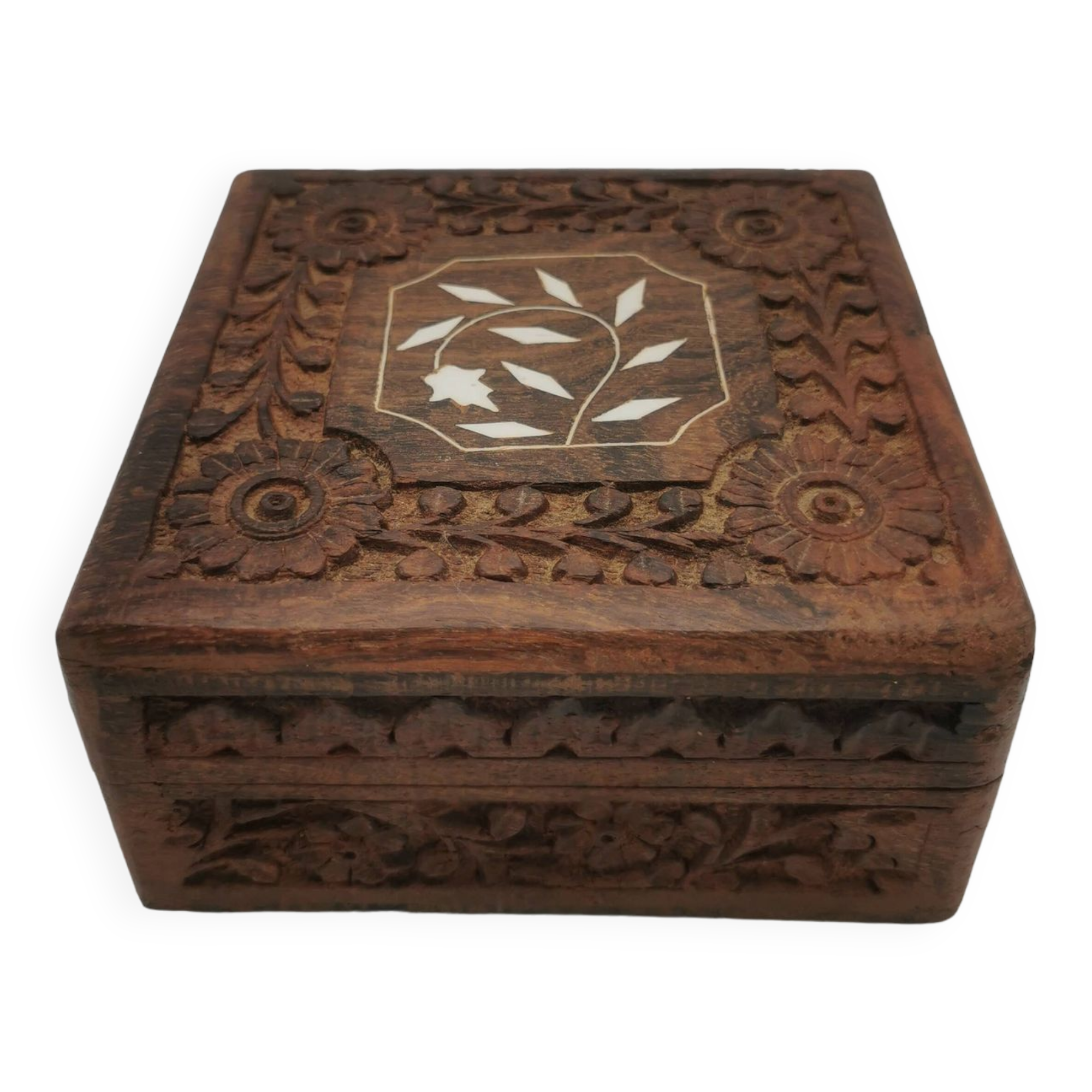 Boîte à Bijoux Ancienne En Bois Sculpté à La Main - Vintage, Authentique, Parfaite Pour Collectionneurs