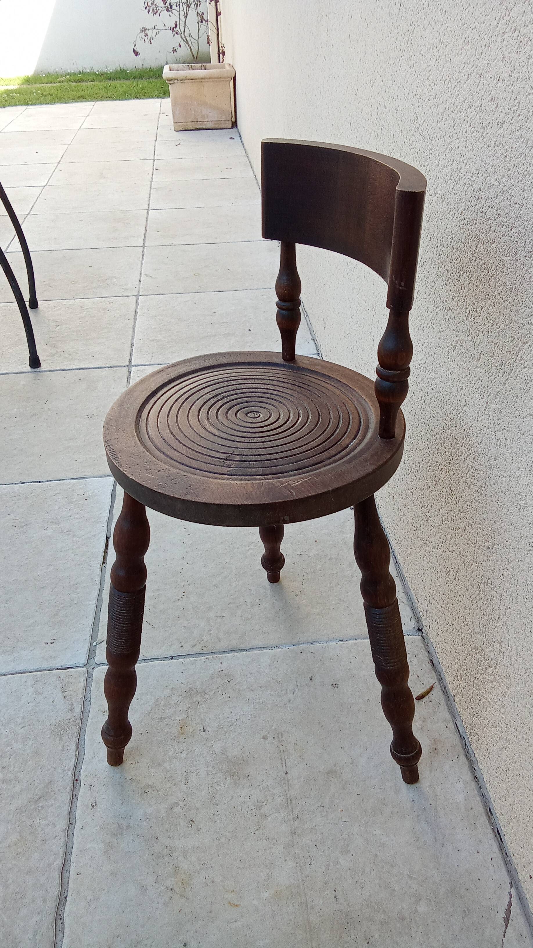 Vintage wooden stool charles dudouyt style
