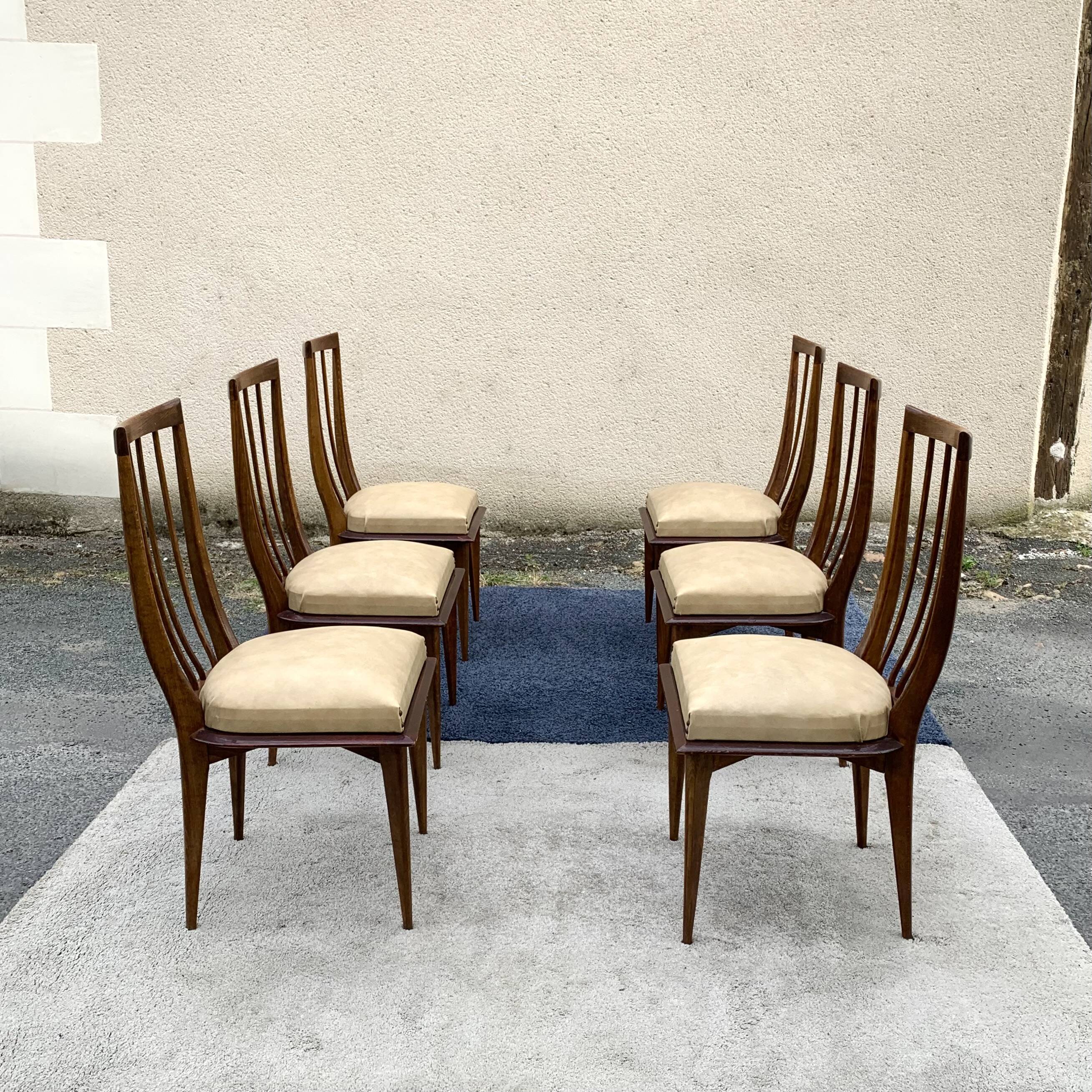 Set of 6 Scandinavian-inspired chairs from the 1960s