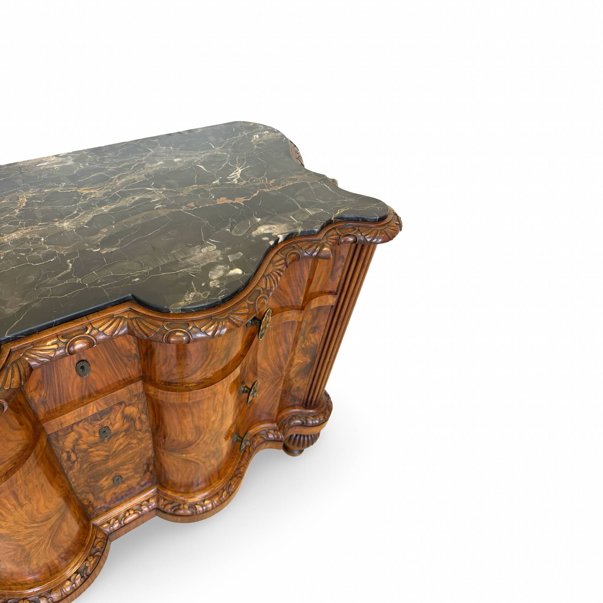 antique walnut serpentine commode