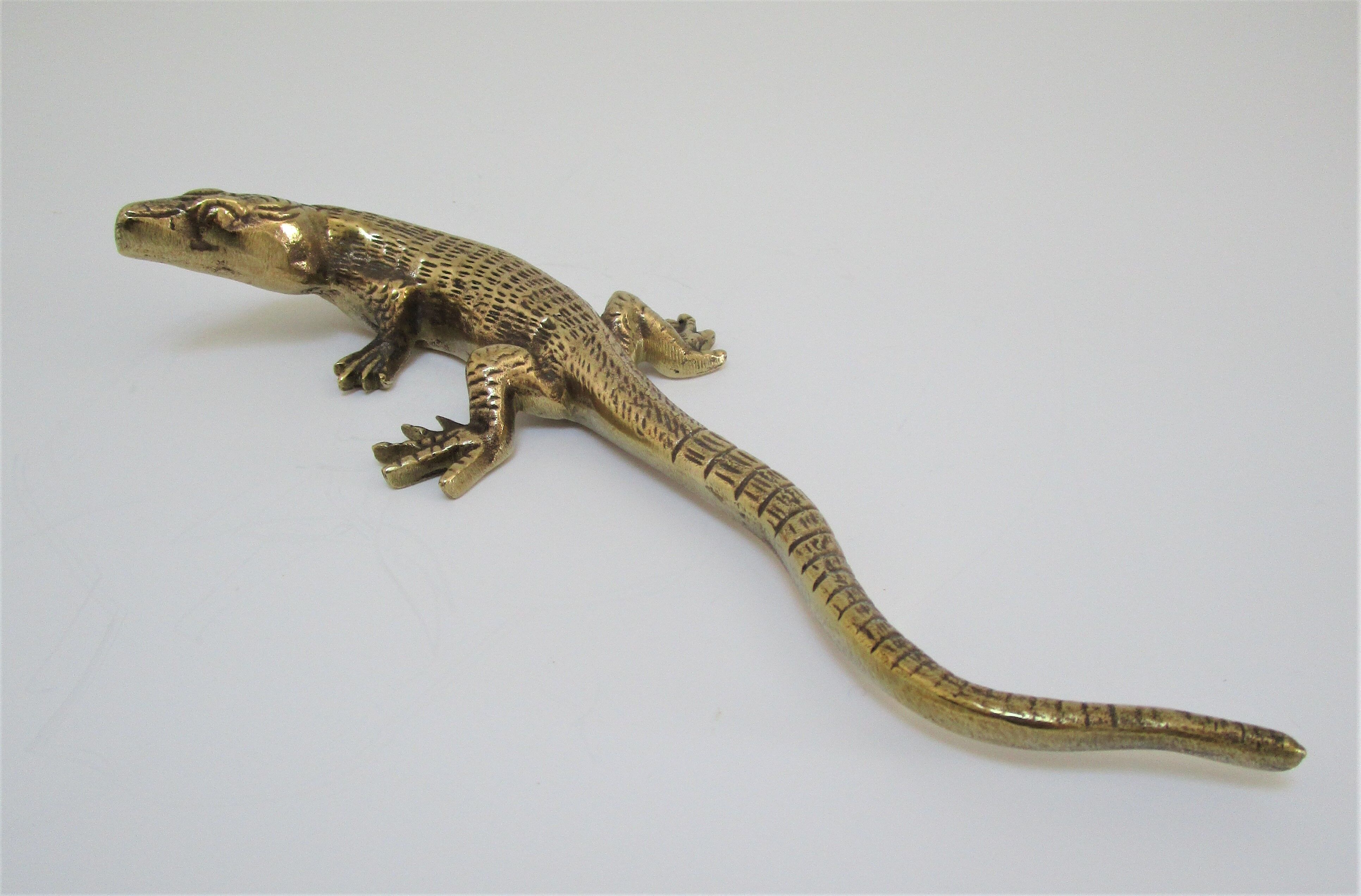 solid brass lizard gilded bronze 70s