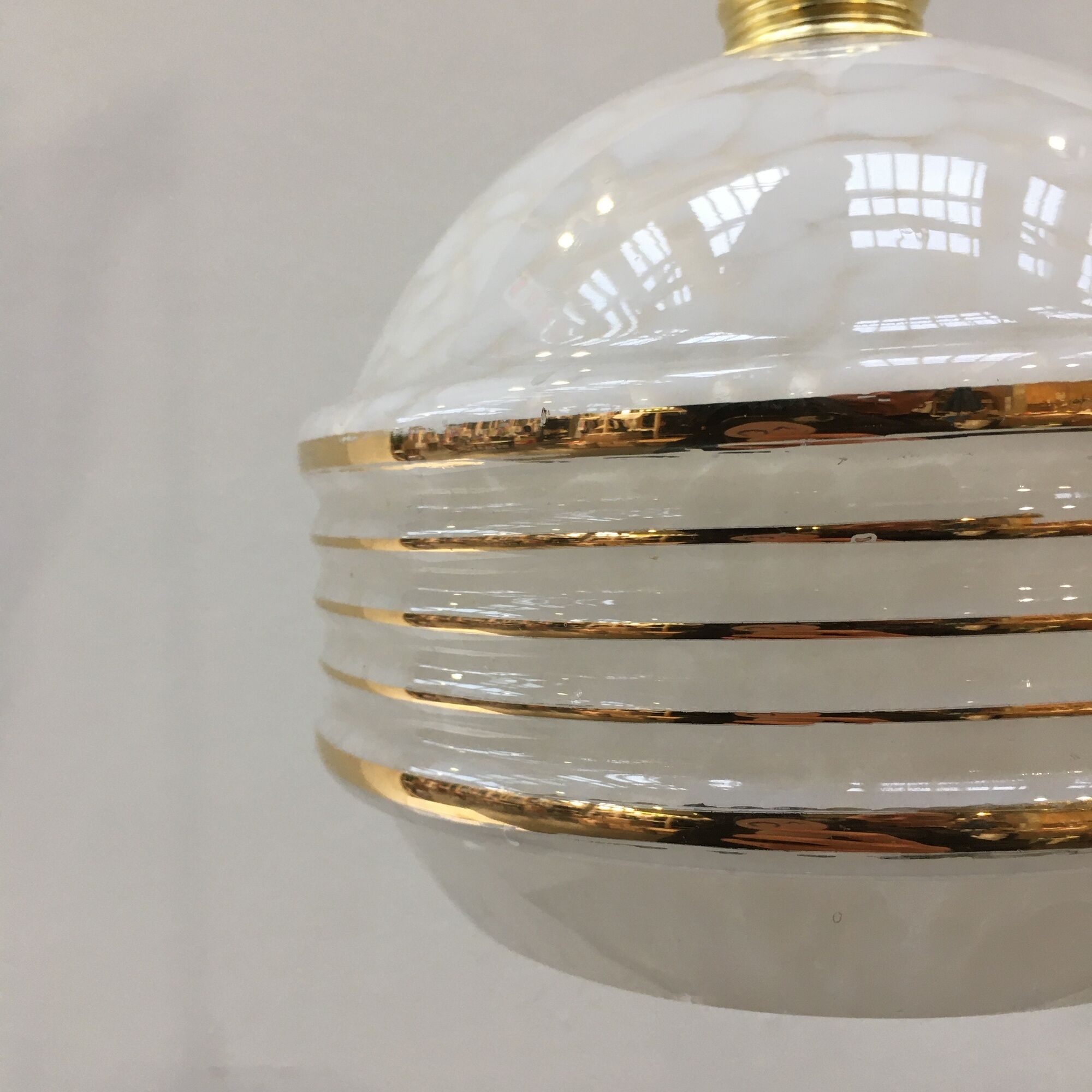 Pair of Art Deco ball suspensions in white Clichy glass