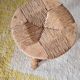 Tripod stool "Bobbin" style, turned wood and straw.