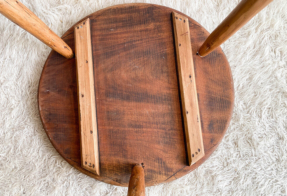 Brutalist wooden round table