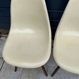 Lot of 4 DSW chairs in walnut fiber by Eames Herman Miller, vintage