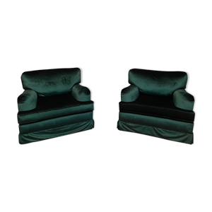 Paire de fauteuils en - vert velours