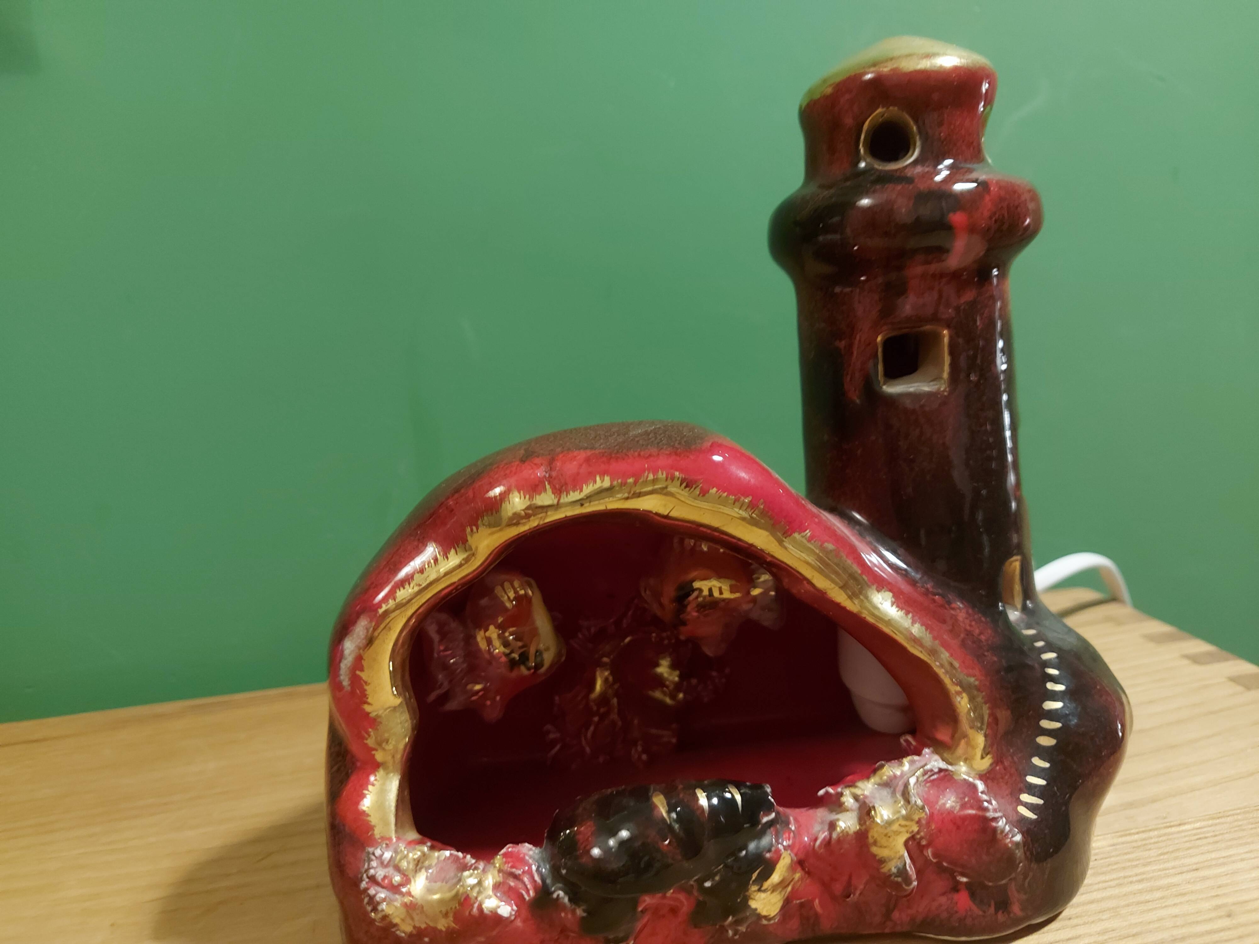 Vintage ceramic lamp in the shape of a lighthouse, Vallauris