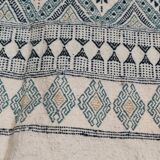 Handmade white blue and beige margoum rug