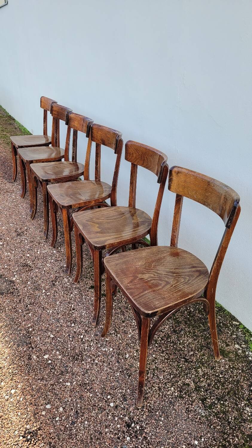 Series of 6 vintage restaurant bistro chairs - 1950s