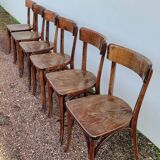 Series of 6 vintage restaurant bistro chairs - 1950s