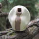 Free-form Soliflore - cracked white enamel - organic ceramic - 80s