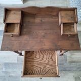 Antique solid wood desk with tiers – metal handles