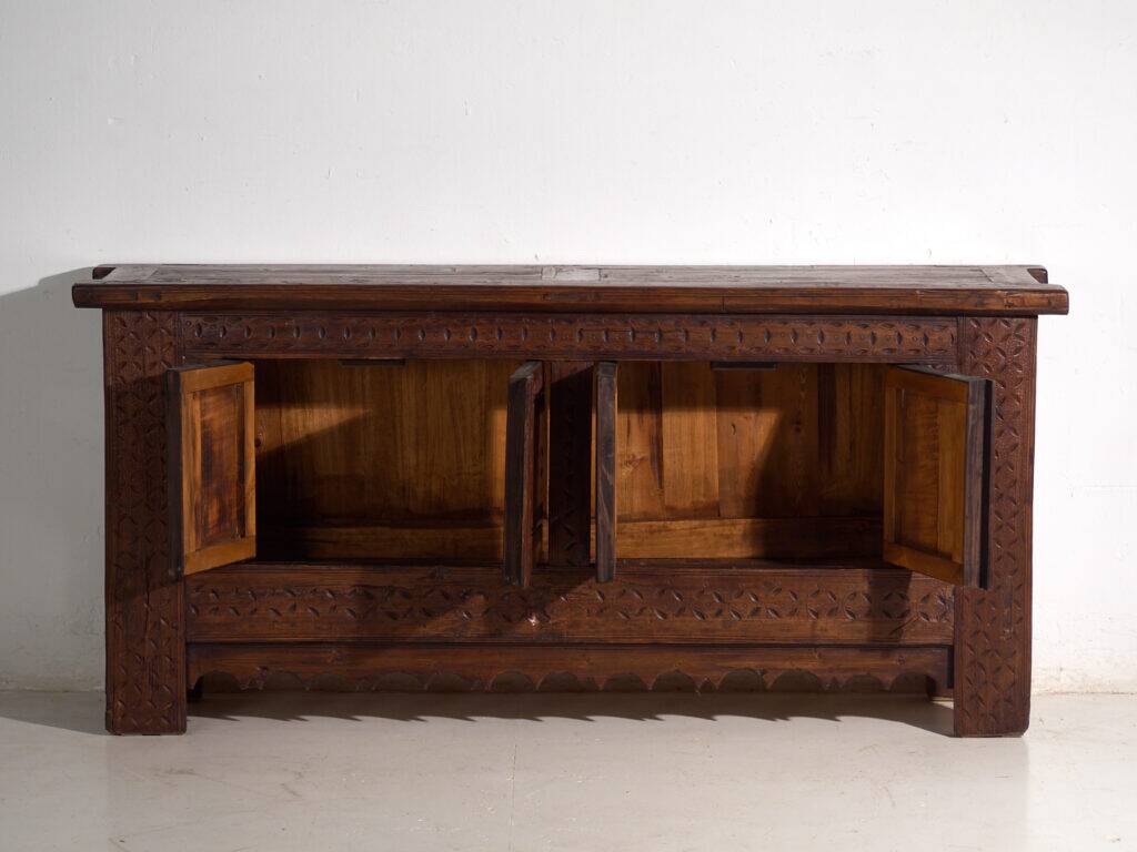 Antique carved pine wood buffet – Xinjiang, circa 1900