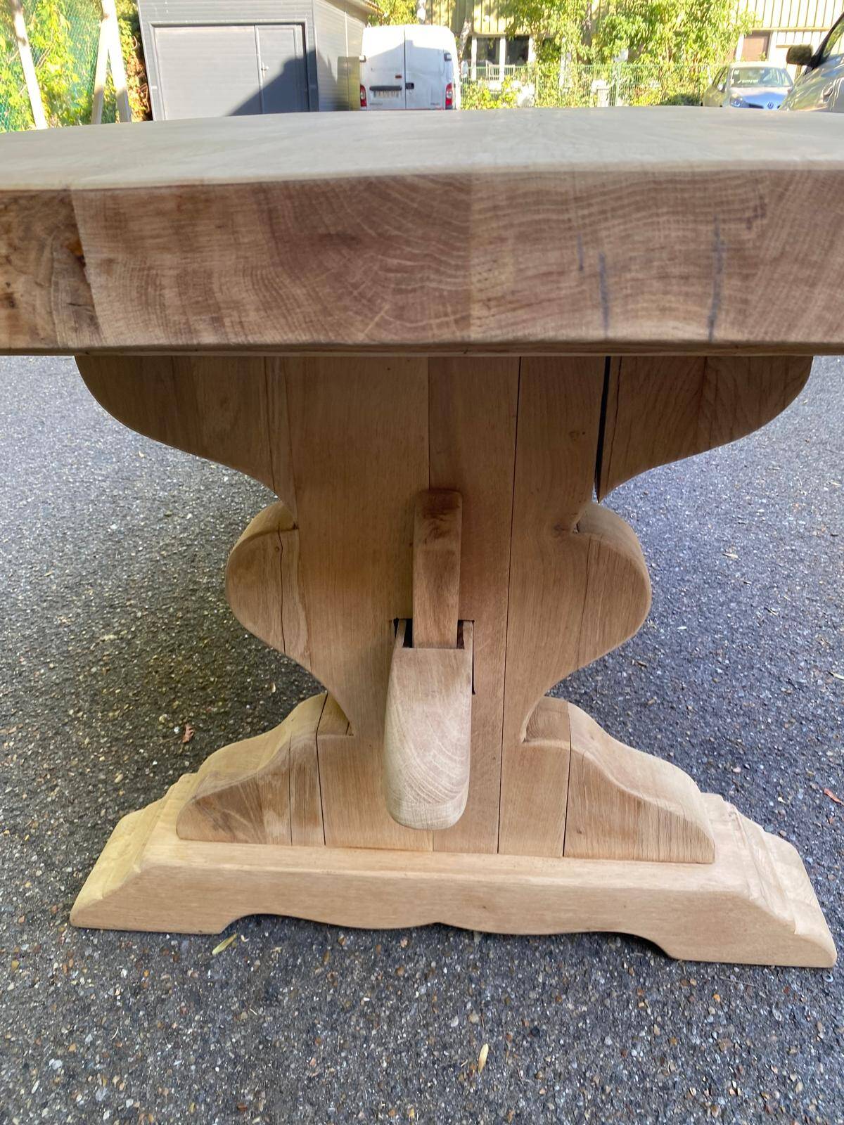 Large stripped solid oak monastery table – 200 cm