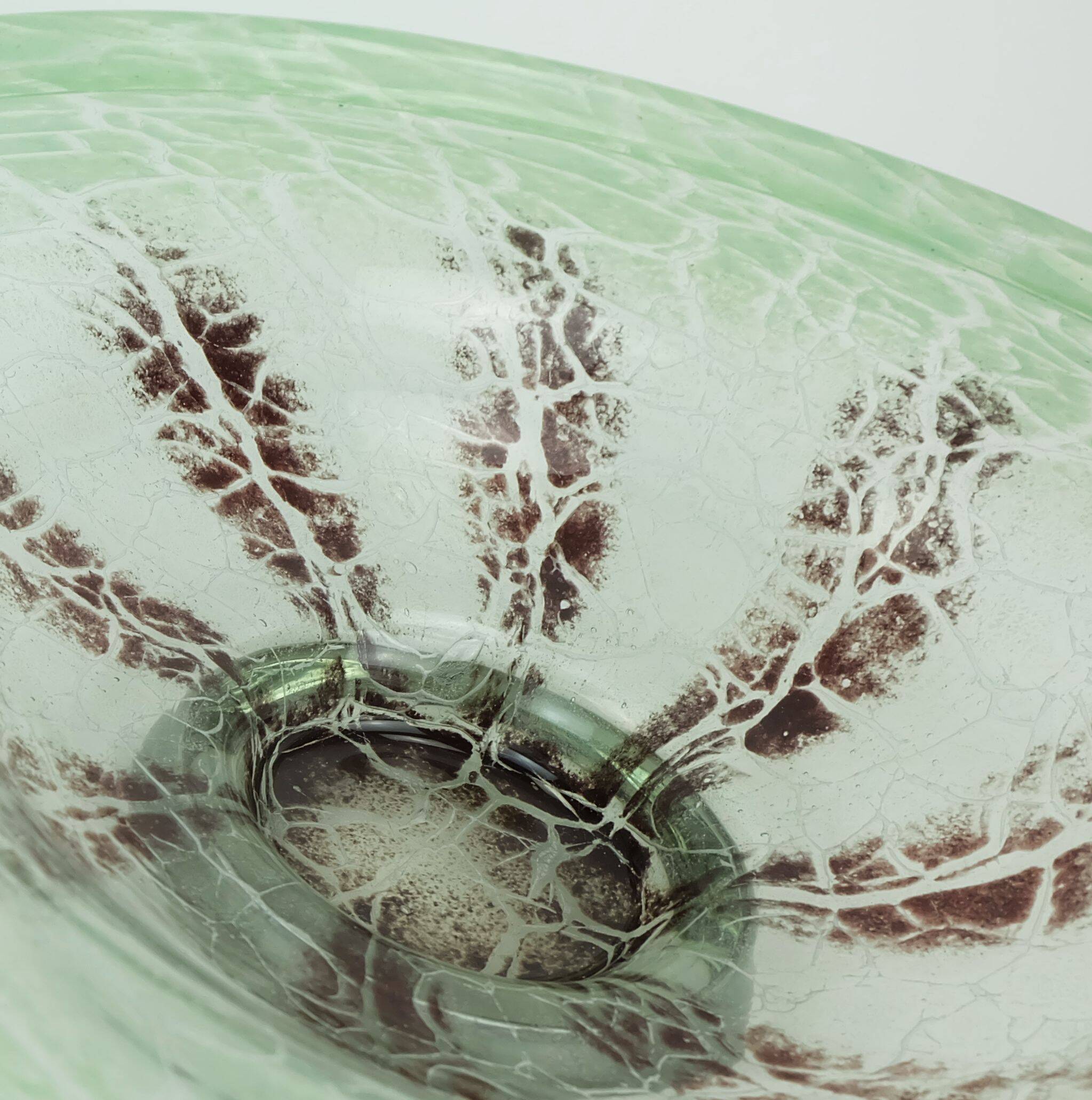 fantastic large WMF art deco ikora glass BOWL karl wiedmann 1930s green and