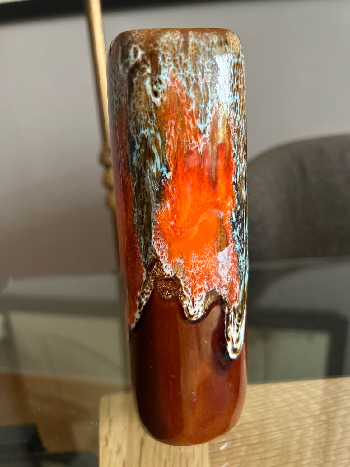 Slip glazed ceramic vase