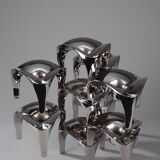 Set of 9 modular candle holders in chromed metal, nagel germany