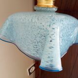 Applique murale Vintage opaline drapée verre de Clichy bleue mouchetée.