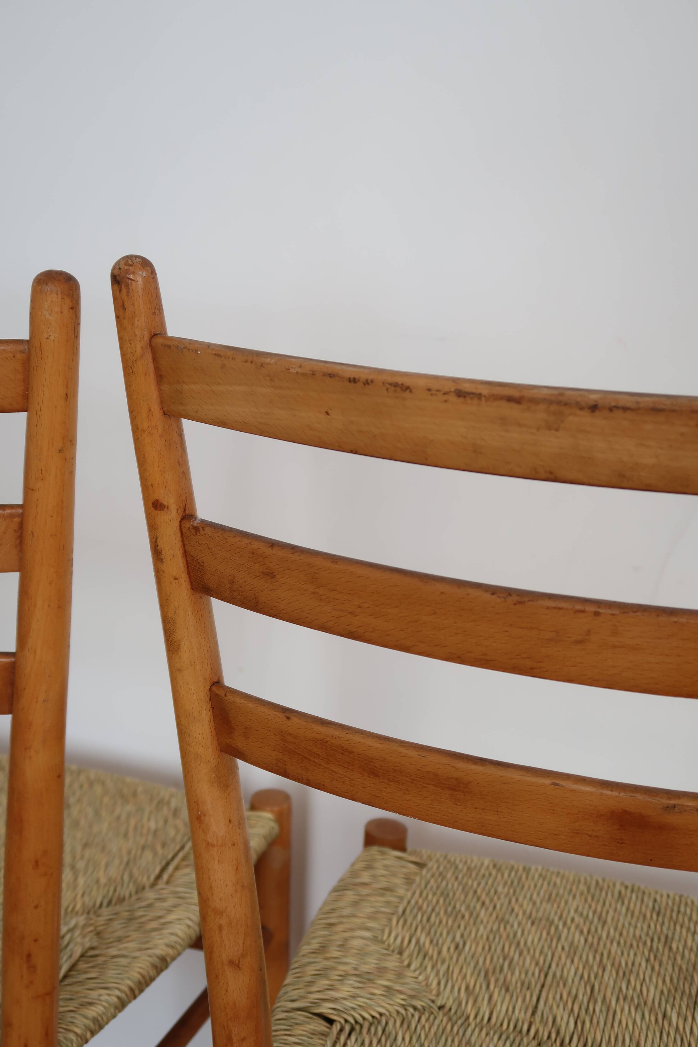 Pair of Scandinavian straw chairs