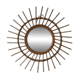 Miroir soleil en rotin vintage