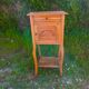 Louis XV style bedside table in wood veneer and marble