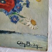 Adry BOIDIN Huile sur panneau Bouquet de fleurs Coquelicots XXe