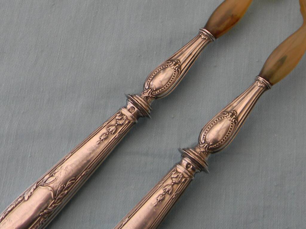 Salad cutlery with silver-filled handles. Minerva hallmark.