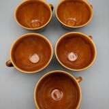 Set of 5 cups or cracked ceramic cider bowl argoat gourin bretagne