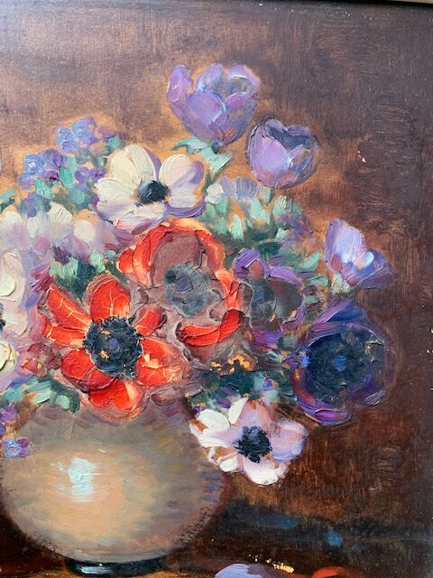 Peinture-Nature morte impressionniste "Bouquet de fleurs".