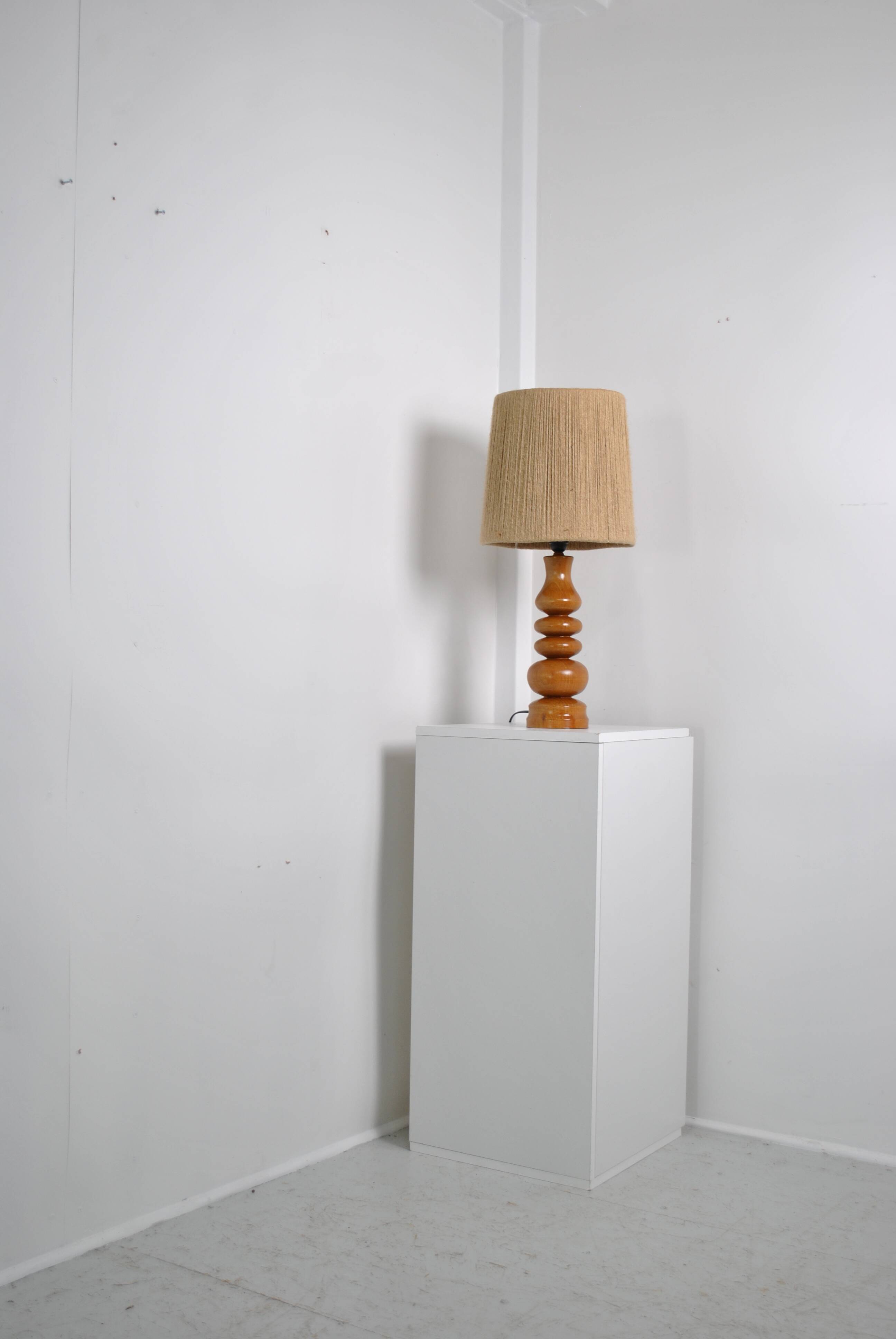 Wooden lamp with rope shade 1970