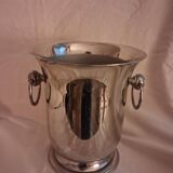 Stainless steel champagne bucket, silversmith Jean Couzon, model on a pedestal.