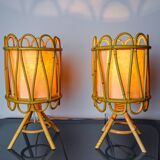 Paire de lampes de table en rotin, Italie, 1960