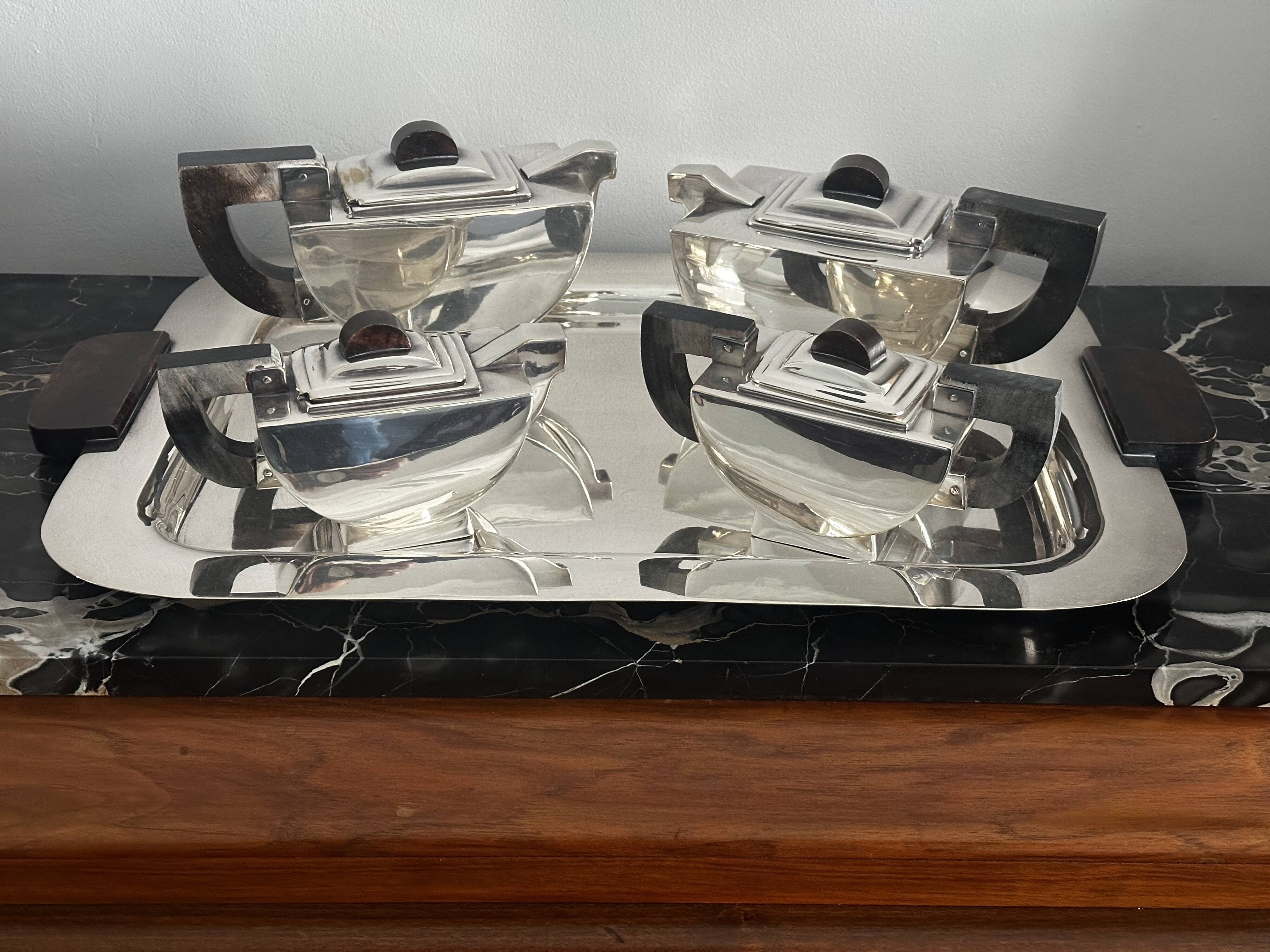 Art deco silver-plated tea and coffee set