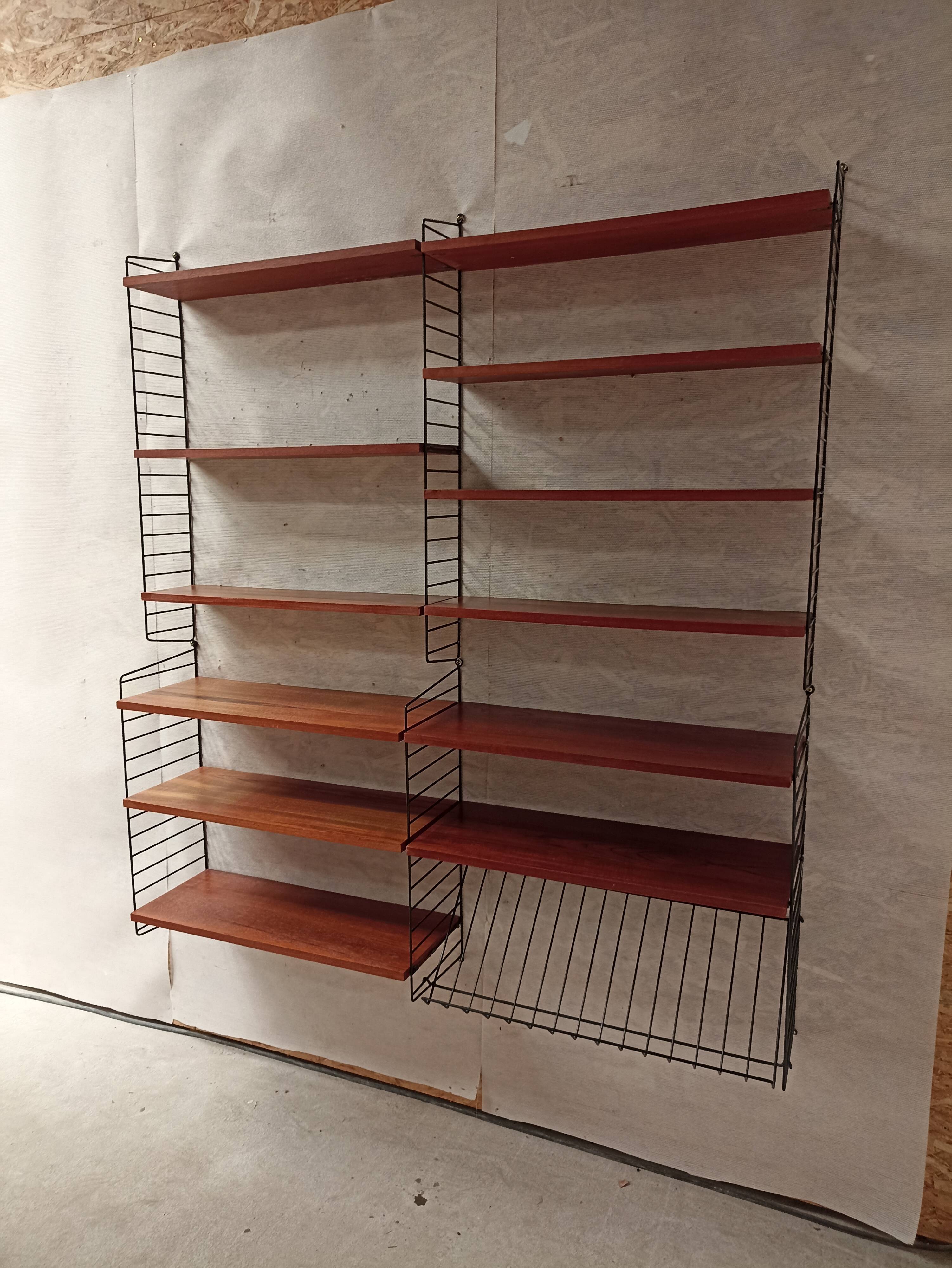 Wall bookcase string