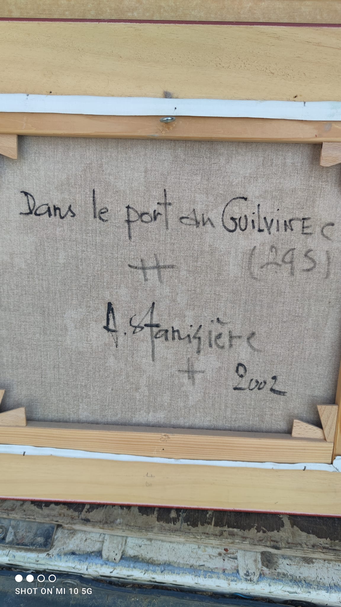 Breton seascape painting in the port of Guilvinec in 2002 by Antoine Stanisiere