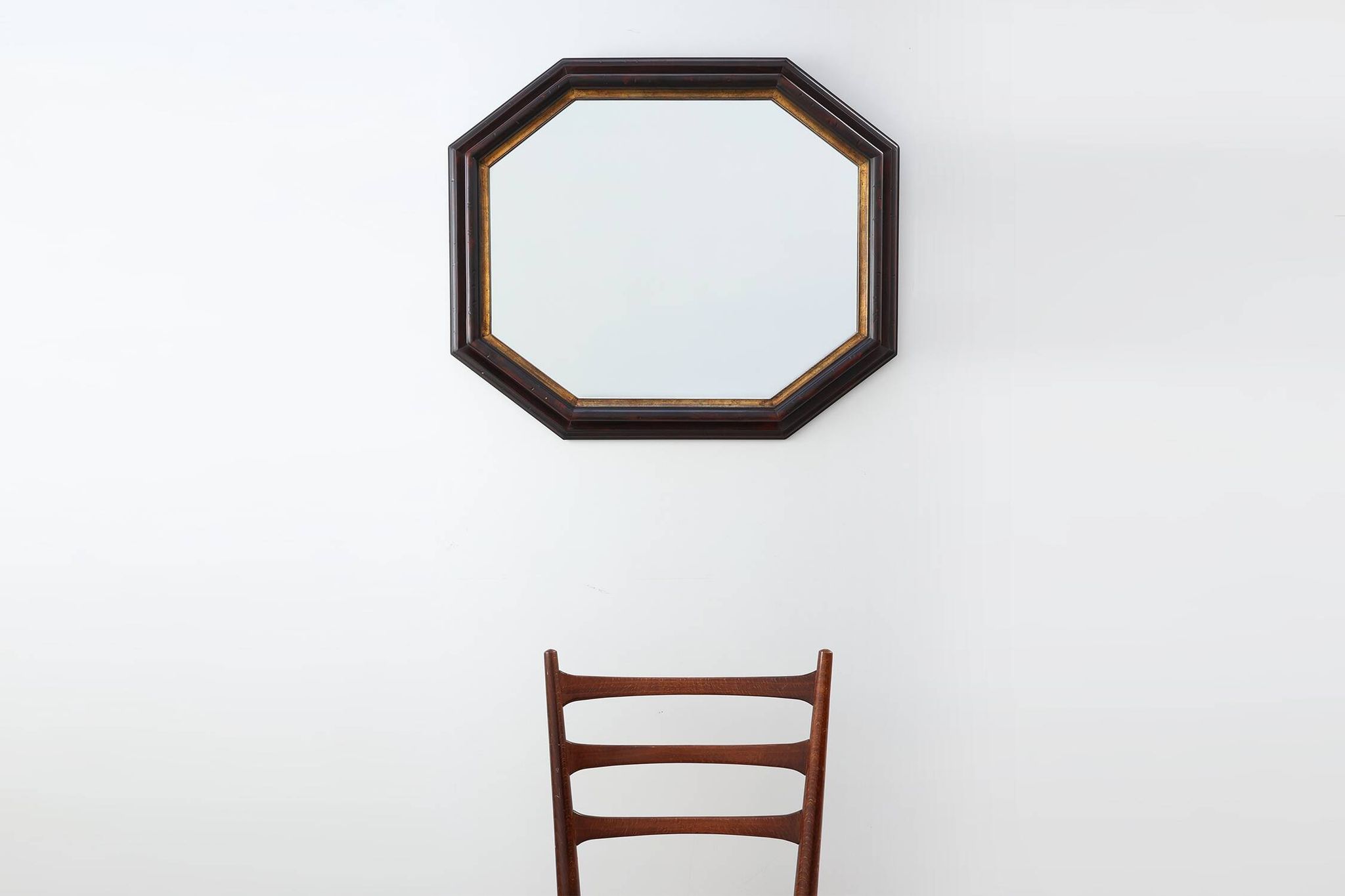Miroir mural octogonal en bronze par Deknudt, Belgique, 20e siècle