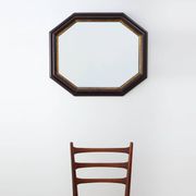 Miroir mural octogonal en bronze par Deknudt, Belgique, 20e siècle
